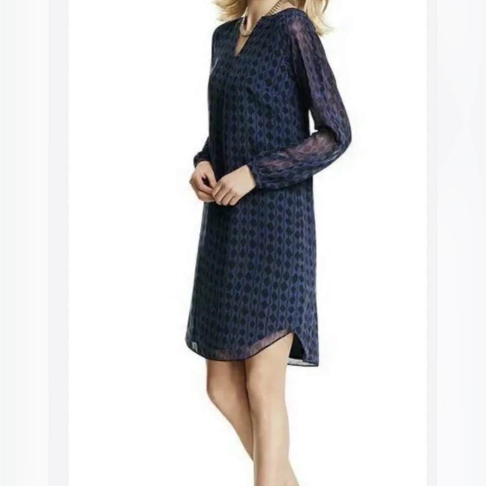 CAbi Navy Patterned Midi Dress- XS